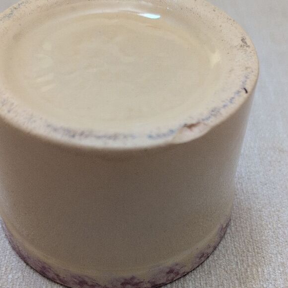 Handcrafted Alpine Pottery Mini Crock Cream and Purple Bowl Planter Vintage - Picture 7 of 8